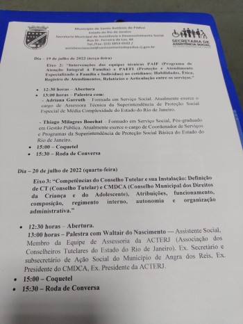  I Congresso Municipal de Assistência Social de Santo Antônio de Pádua/RJ