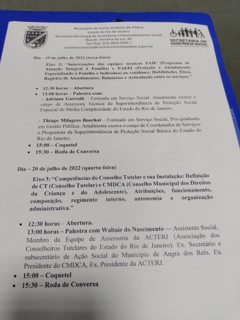  I Congresso Municipal de Assistência Social de Santo Antônio de Pádua/RJ